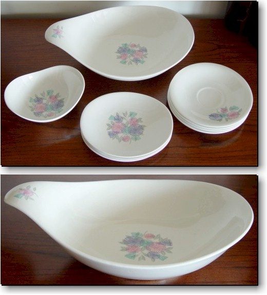 Eva Zeisel Spring Pattern China, Hall China Co, 10 Pcs.