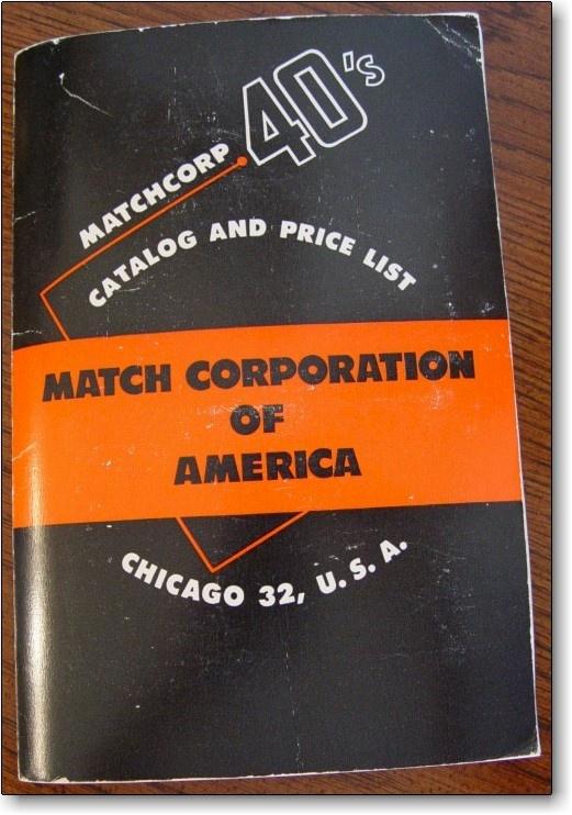Matchcorp 40s Sales Catalog/Price List for Matchbooks
